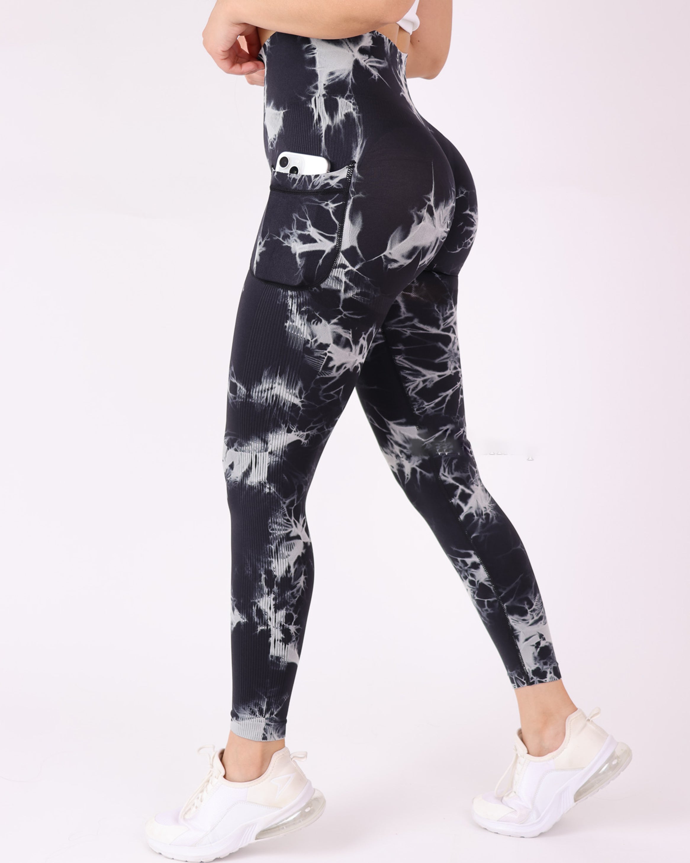 Calza Mujer Deportiva Push Up con Bolsillo tie dye - HY08