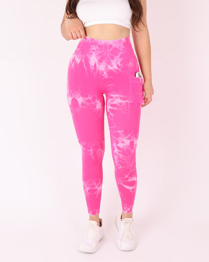 Calza Mujer Deportiva Push Up con Bolsillo tie dye - HY08