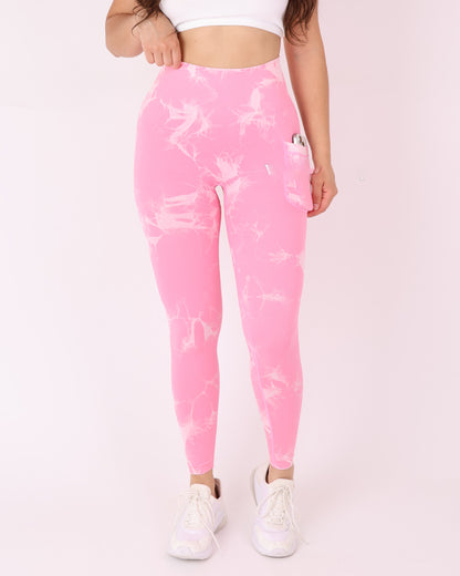 Calza Mujer Deportiva Push Up con Bolsillo tie dye - HY08