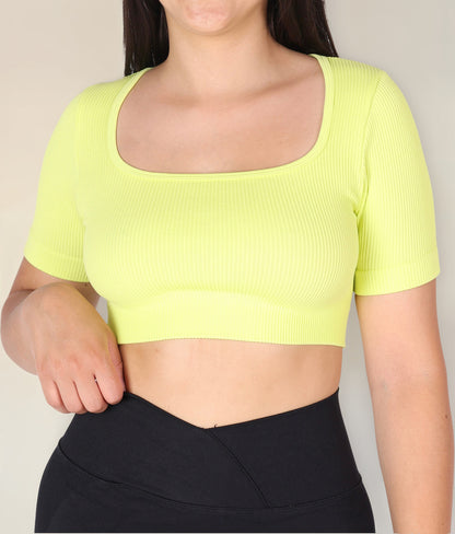 Top Camiseta Deportiva Manga Corta Acanalado Premium Yj195