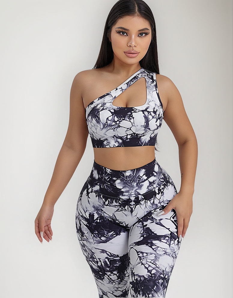 Conjunto de 2 piezas con top y leggings tie dye