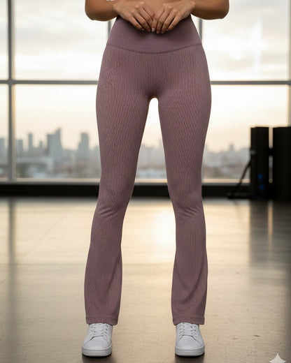 Calza Flare Rib Color Uniforme con Push Up - YJ291