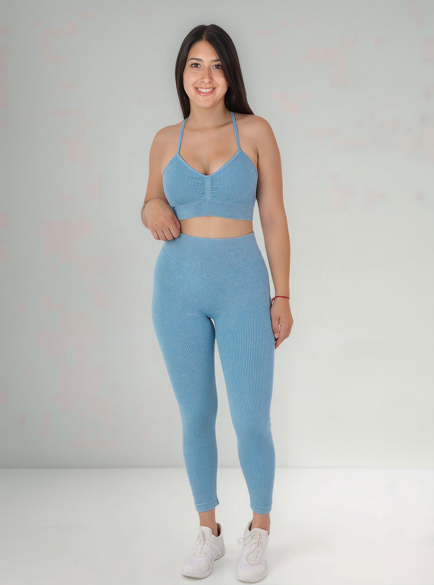 Conjunto Deportivo Calza Larga Y Peto Rib Prelavado Push Up