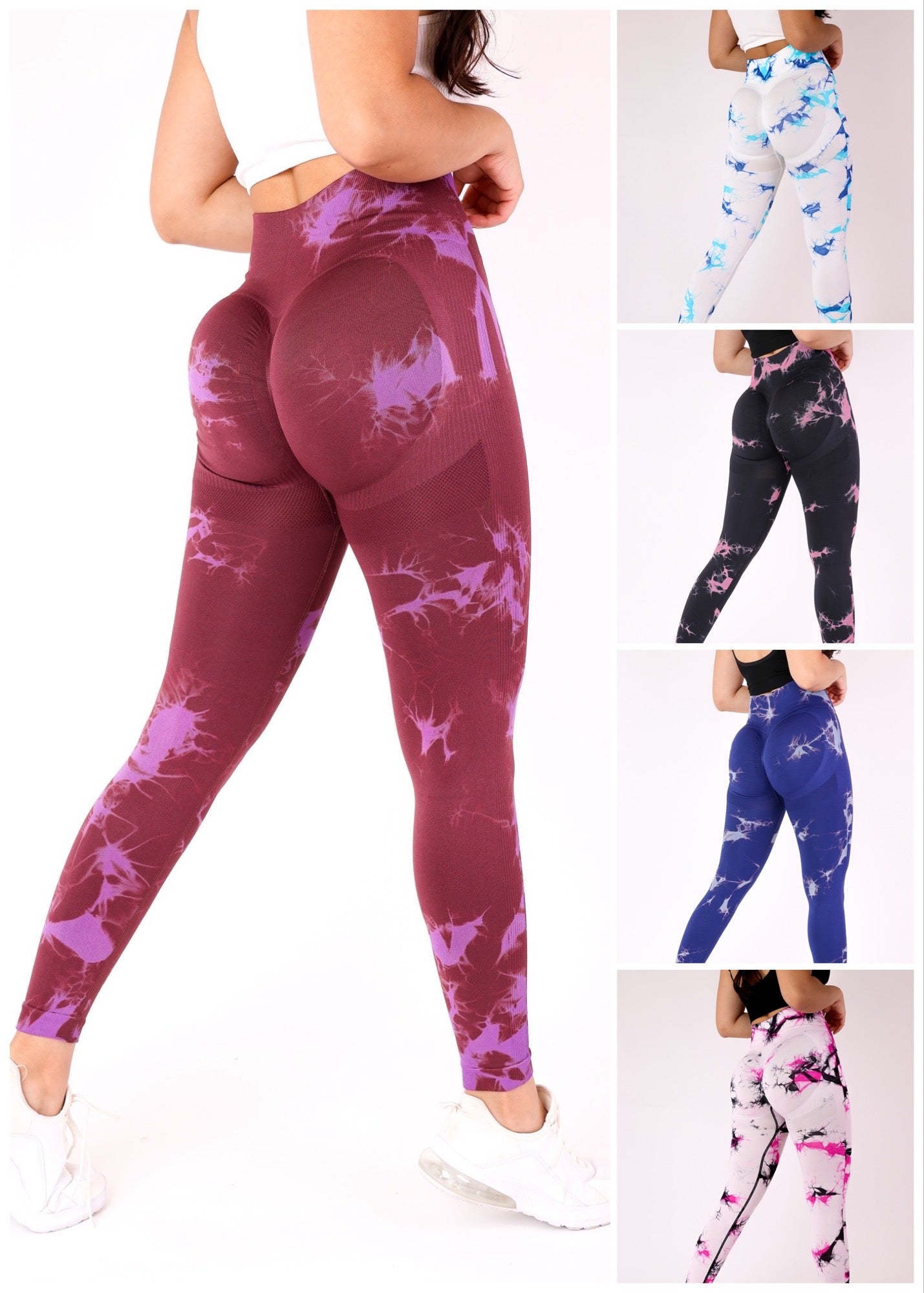 pack 5 Calzas doble push up diseño tie dye 2 colores - BX108