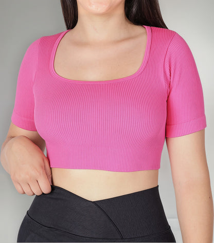 Top Camiseta Deportiva Manga Corta Acanalado Premium Yj195