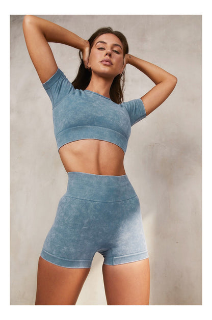 Conjunto Corto prelavado deportvo para Mujer  Yj203