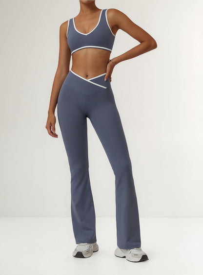 Conjunto Deportivo Para Mujer De Top Y Calza Flare  Yk37030