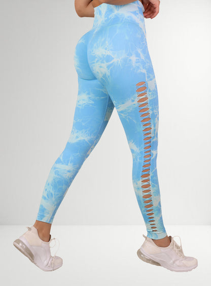Leggings Tie Dye Push Up Abertura Escalonada - Alta Calidad