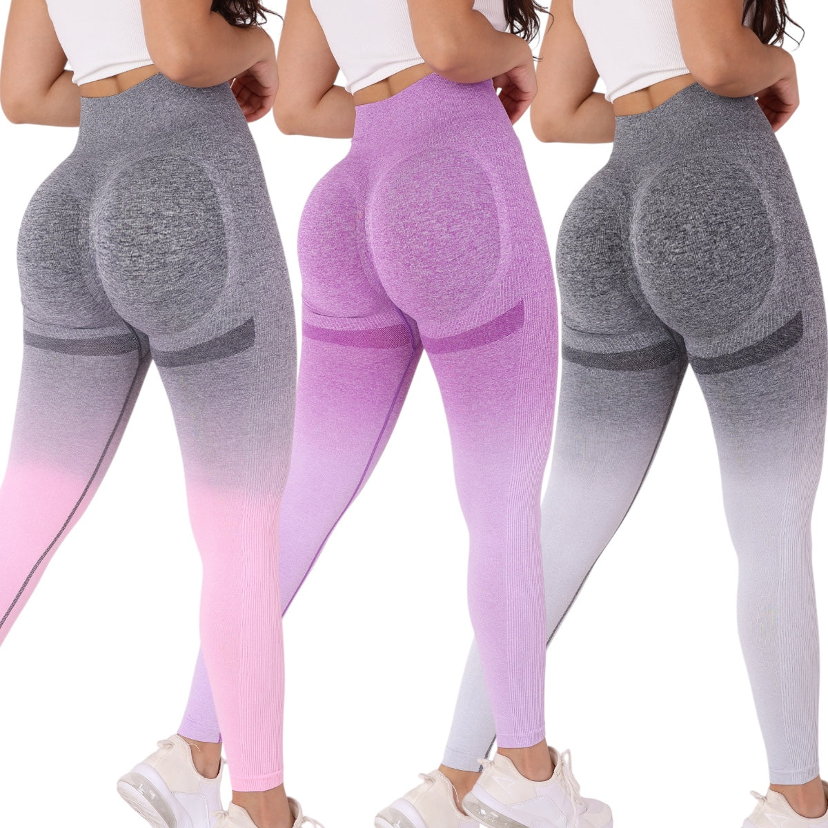 Pack 3 Calzas Deportiva Diseño Degradado Con Efecto Push Up