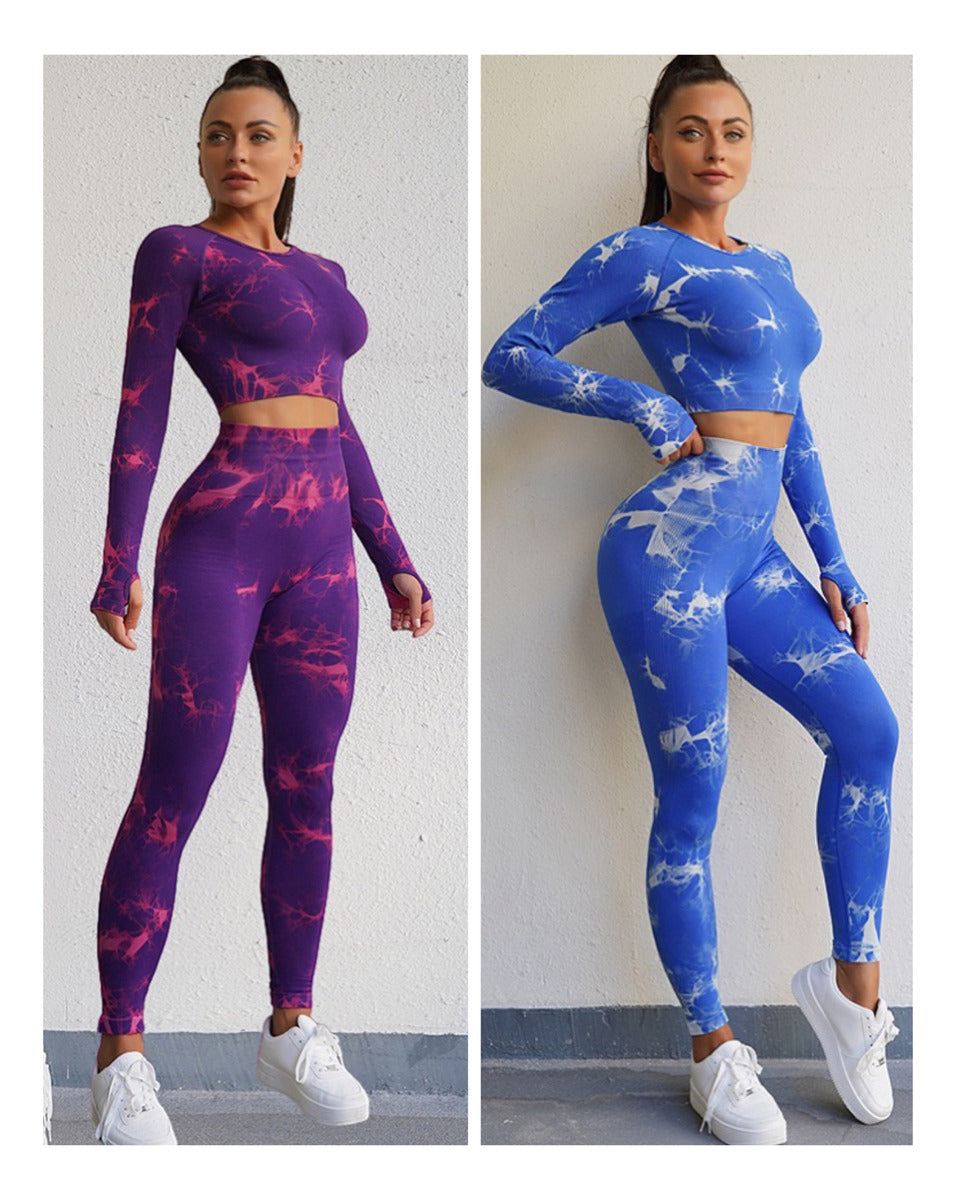Pack 2 Conjuntos Tie Dye Manga Larga Push Up Deportivos Hy04