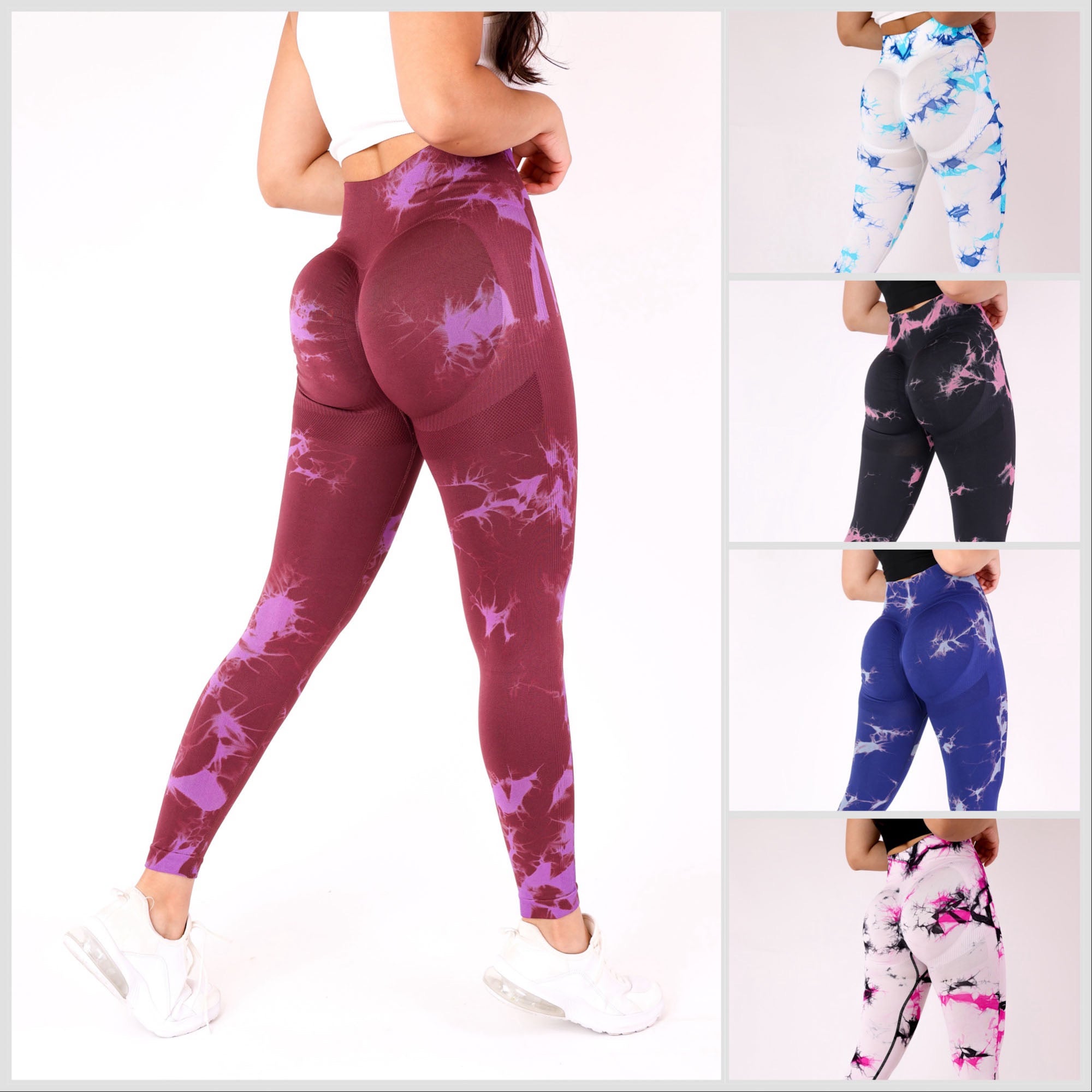 pack 5 Calzas doble push up diseño tie dye 2 colores - BX108