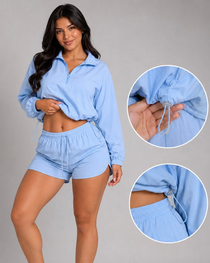Conjunto Deportivo Cortaviento Mujer Chaqueta Corta y Short - LQ1039