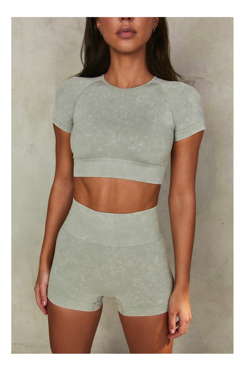 Conjunto Corto prelavado deportvo para Mujer  Yj203