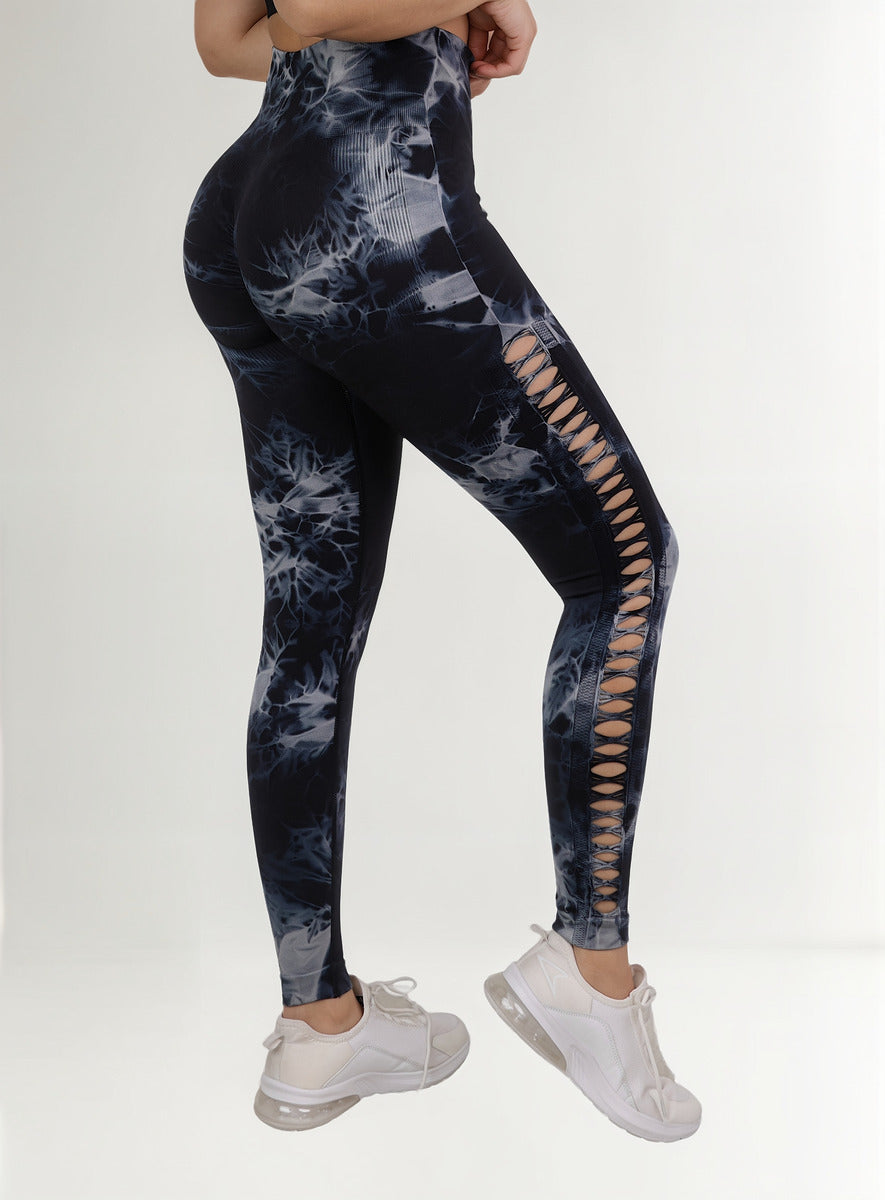 Leggings Tie Dye Push Up Abertura Escalonada - Alta Calidad