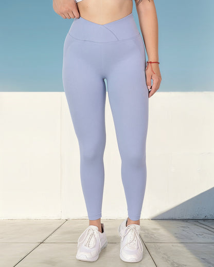 Calza Leggings Deportiva Doble Push Up Pretina Cruzada -hy04