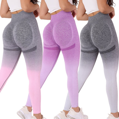 Pack 3 Calzas Deportiva Diseño Degradado Con Efecto Push Up