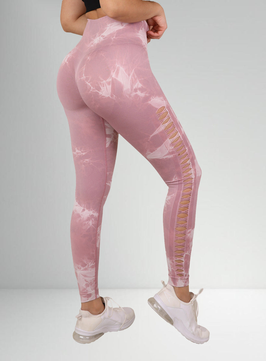 Leggings Tie Dye Push Up Abertura Escalonada - Alta Calidad