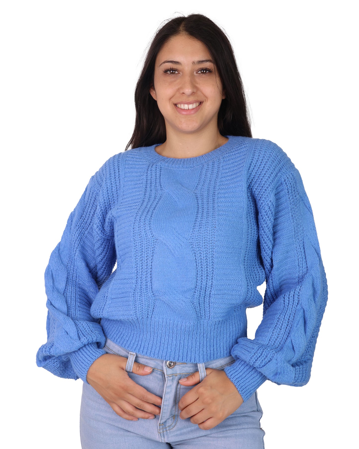 sweater manga globo color solido