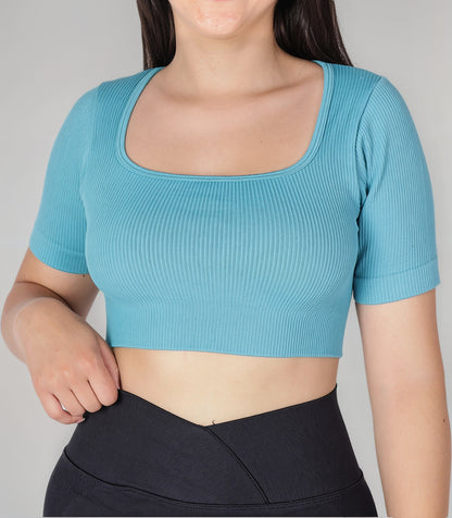 Top Camiseta Deportiva Manga Corta Acanalado Premium Yj195