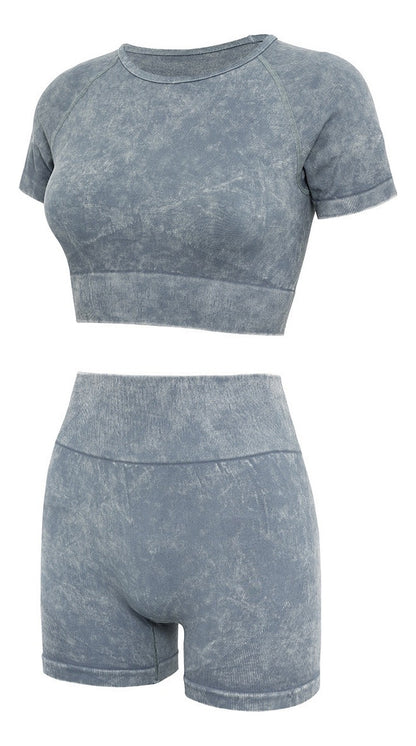 Conjunto Corto prelavado deportvo para Mujer  Yj203