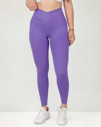 Calza Leggings Deportiva Doble Push Up Pretina Cruzada -hy04
