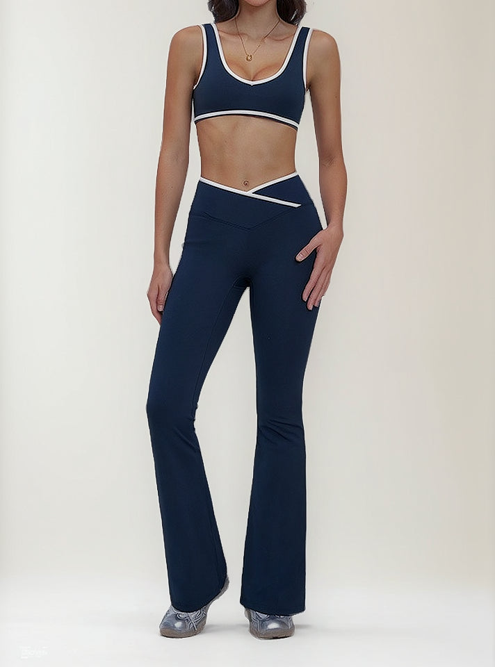Conjunto Deportivo Para Mujer De Top Y Calza Flare  Yk37030