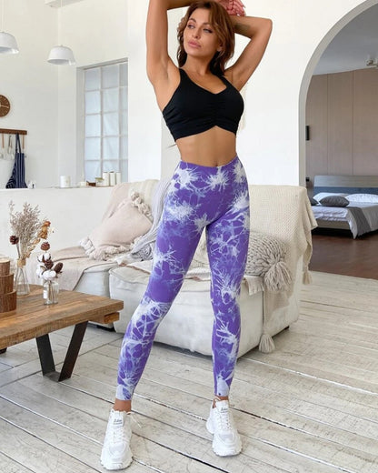 Calza Tie Dye Doble Push Up Levanta Gluteo Alta Calidad