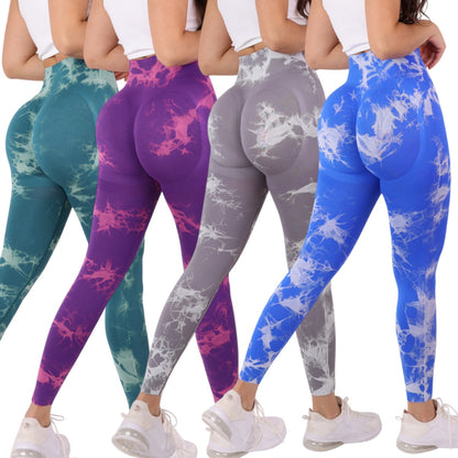 Pack 4 Calzas Tie Dye Sin Costura Con Efecto Push Up