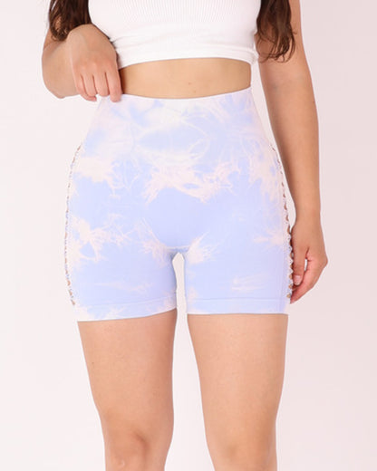 Short Mujer Calzas Cortas Tie Dye Push Up Con Aberturas
