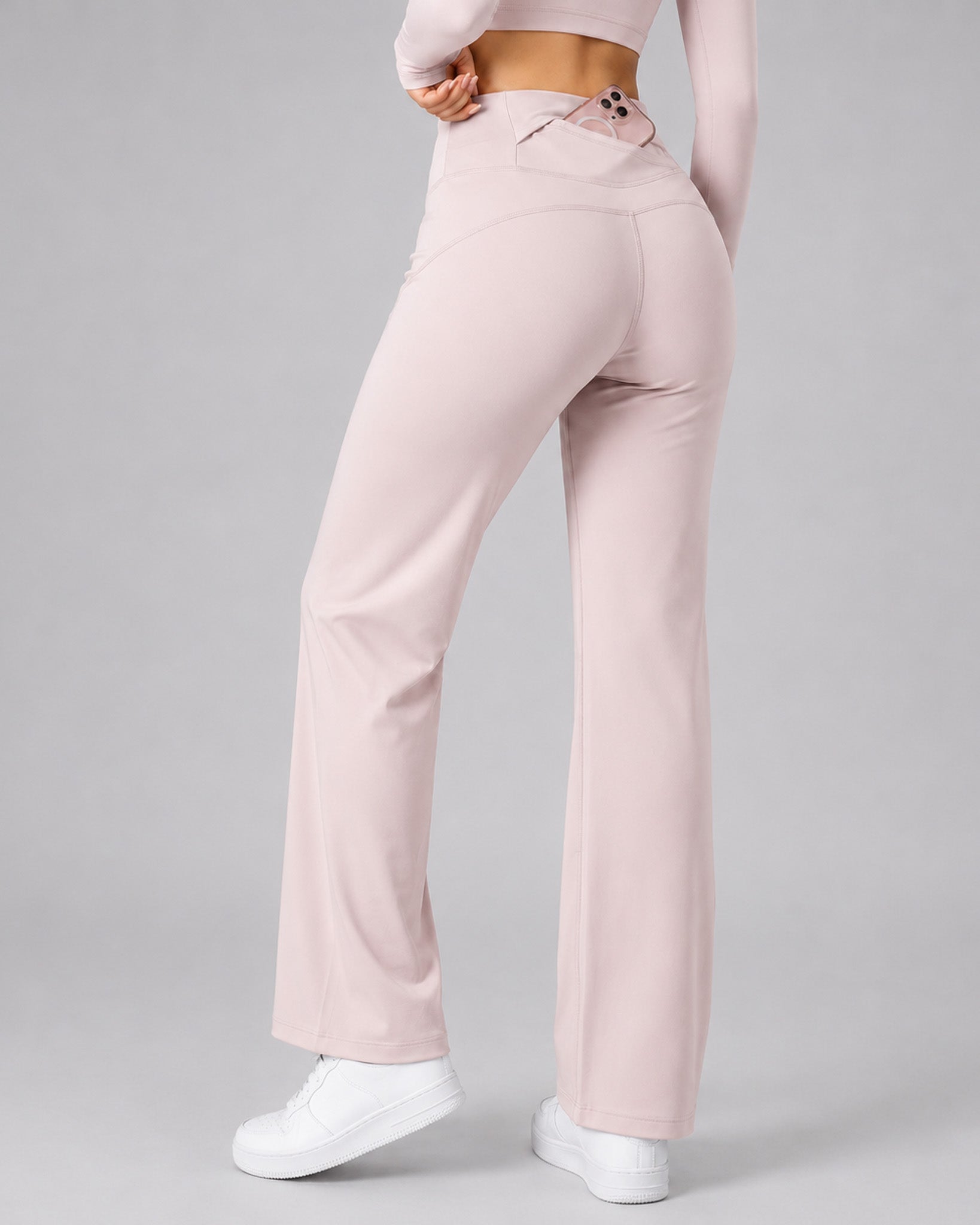 Pantalon Palazzo Mujer Tiro Alto Deportivo Bolsillo Trasero - JYT035-1
