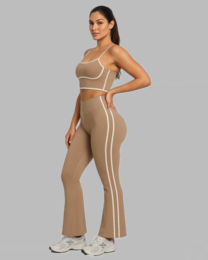 Conjunto Deportivo Mujer Top y Calza Flare Calidad Premium - YJ252