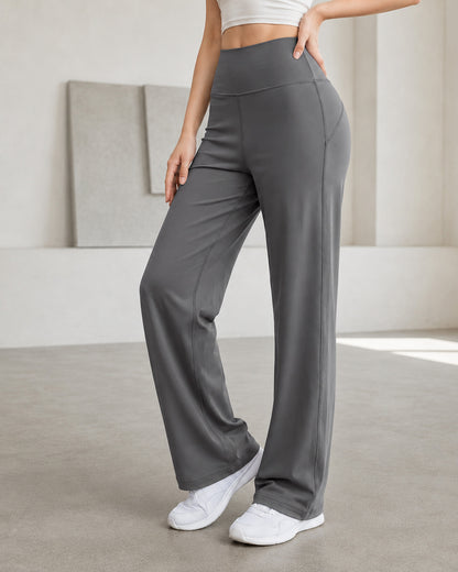 Pantalon Palazzo Mujer Tiro Alto Deportivo Bolsillo Trasero - JYT035-1