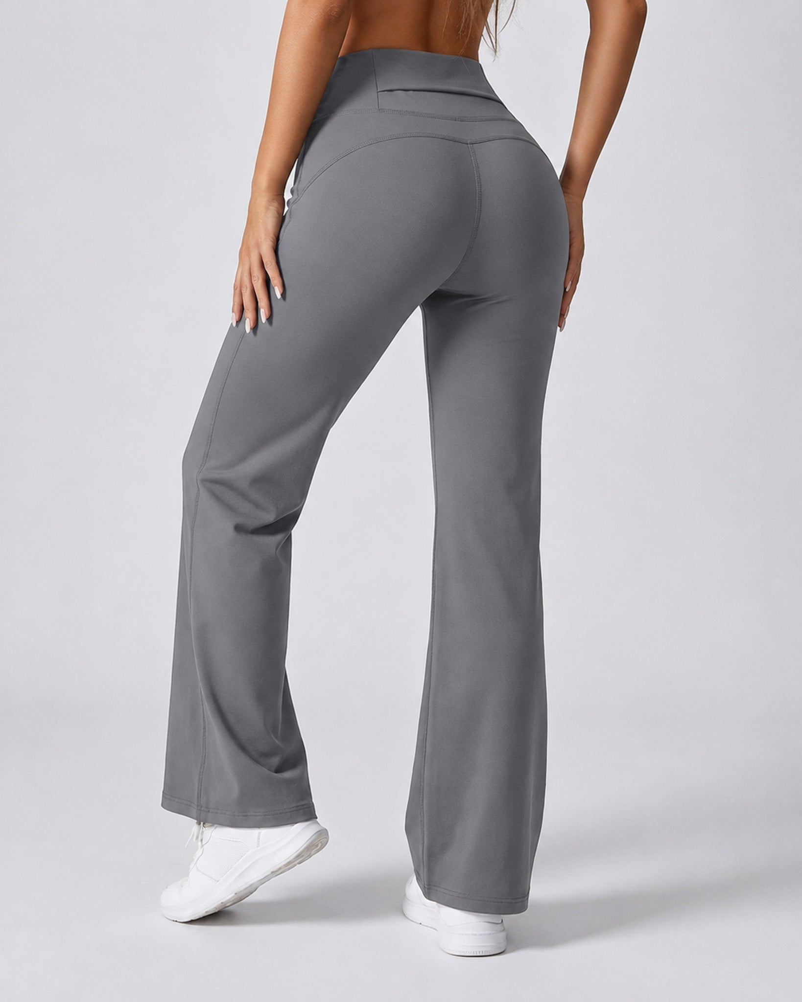Pantalon Palazzo Mujer Tiro Alto Deportivo Bolsillo Trasero - JYT035-1