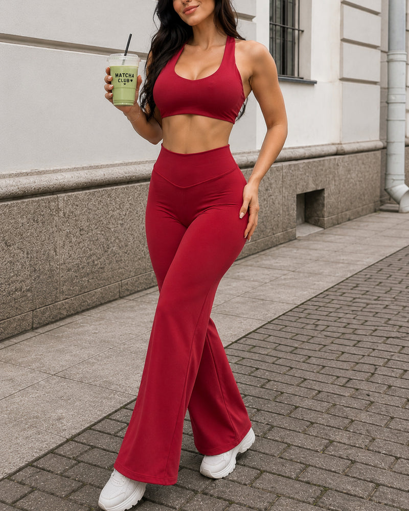 Conjunto Seamless Deportivo Mujer Top y Calza Leggings Flare - FX13