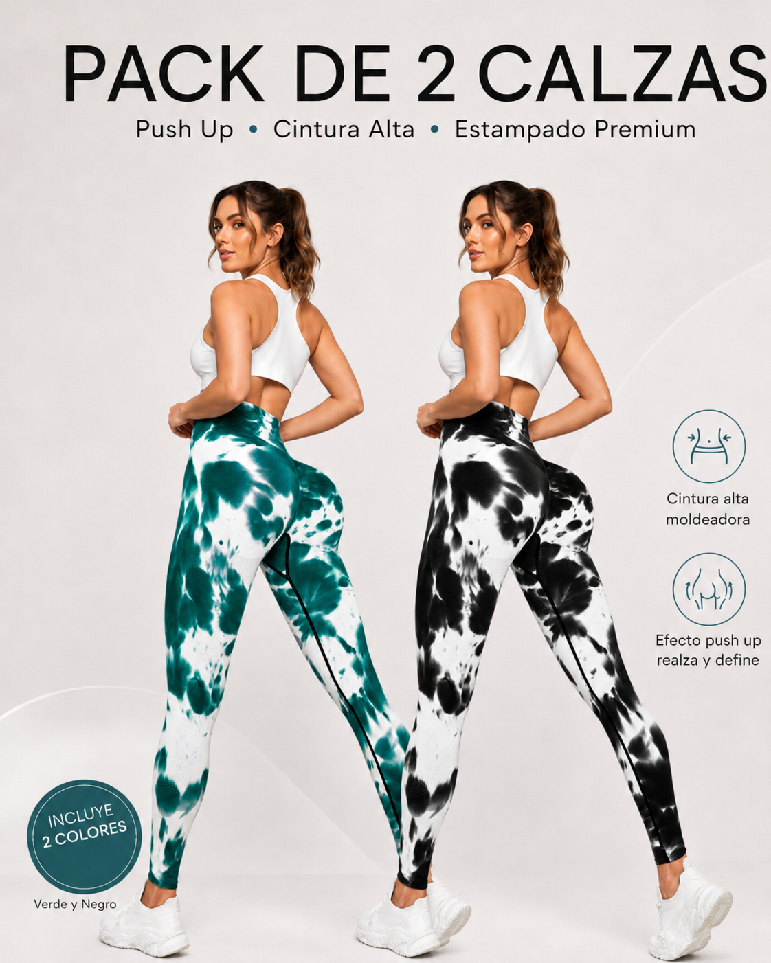 Pack 2 Calzas Push Up 100% Calidad Premium