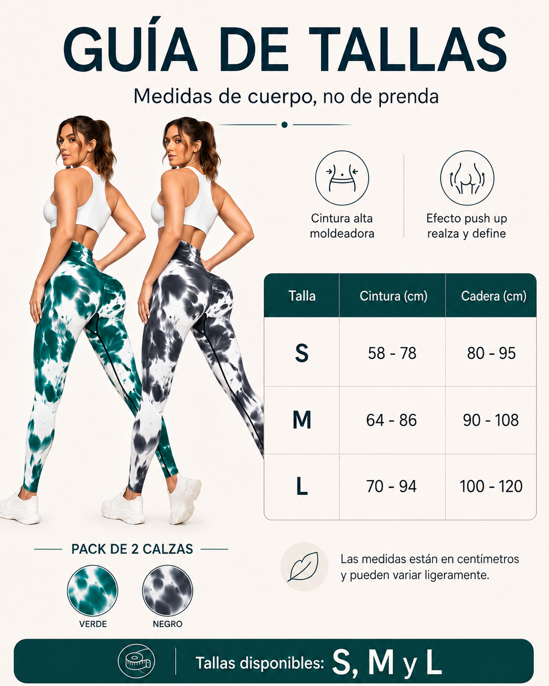 Pack 2 Calzas Push Up 100% Calidad Premium