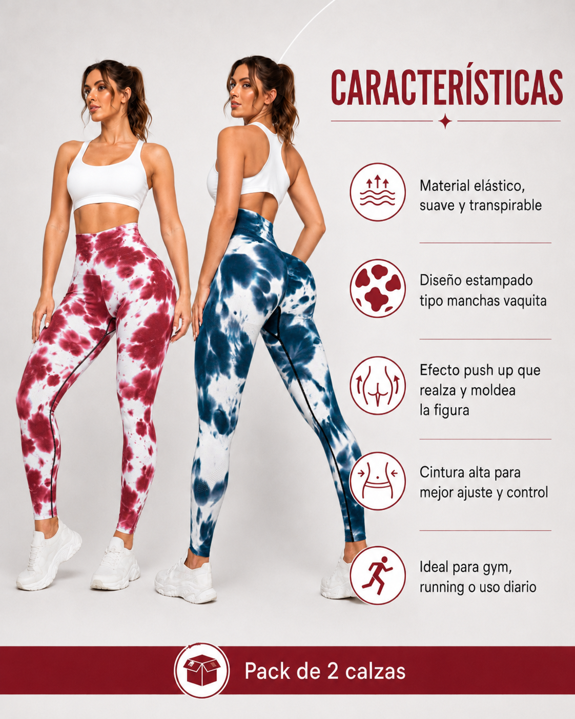 Pack 2 Calzas Push Up 100% Calidad Premium