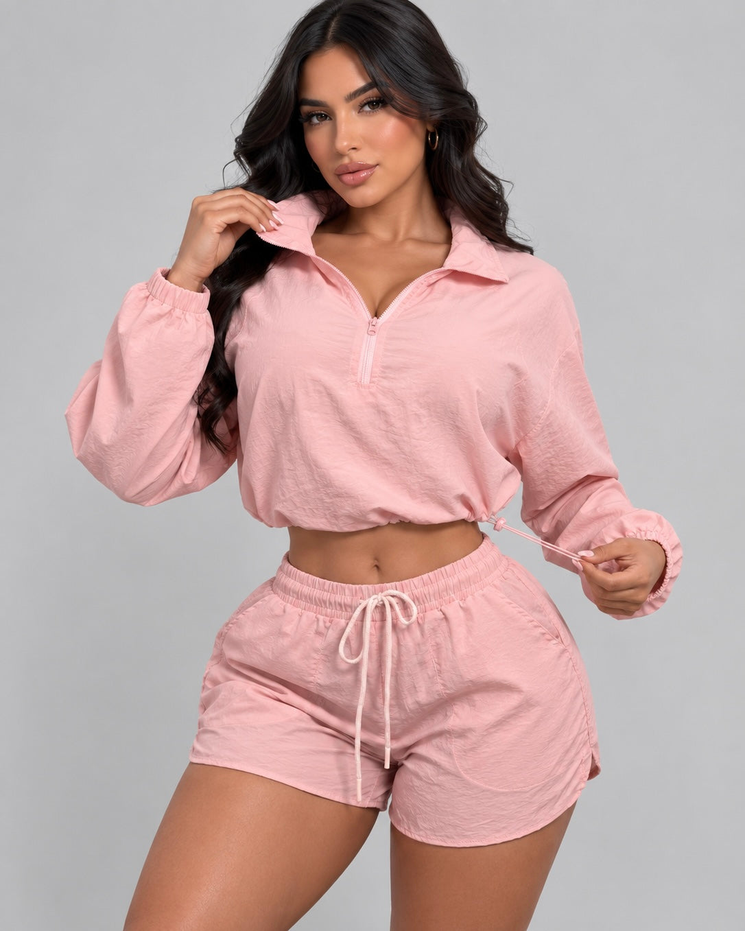 Conjunto Deportivo Cortaviento Mujer Chaqueta Corta y Short - LQ1039