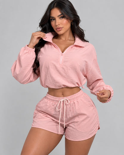 Conjunto Deportivo Cortaviento Mujer Chaqueta Corta y Short - LQ1039