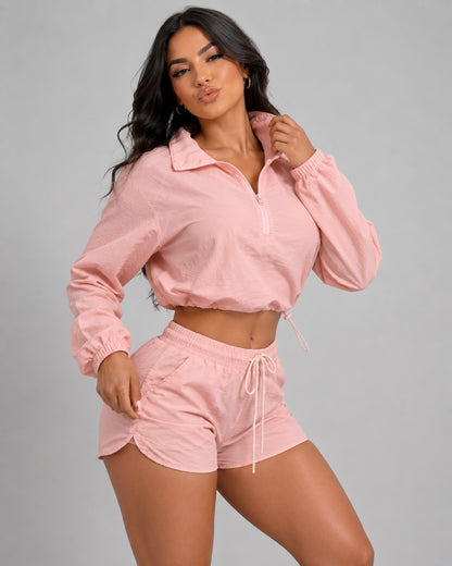 Conjunto Deportivo Cortaviento Mujer Chaqueta Corta y Short - LQ1039