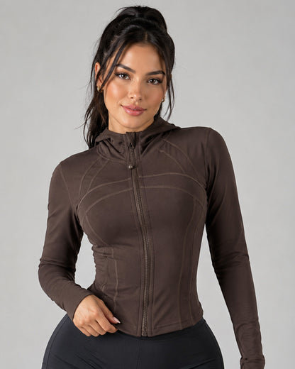 Chaqueta Slim Fit Mujer Deportiva Gorro Cierre y Pasadedo - LQ1018