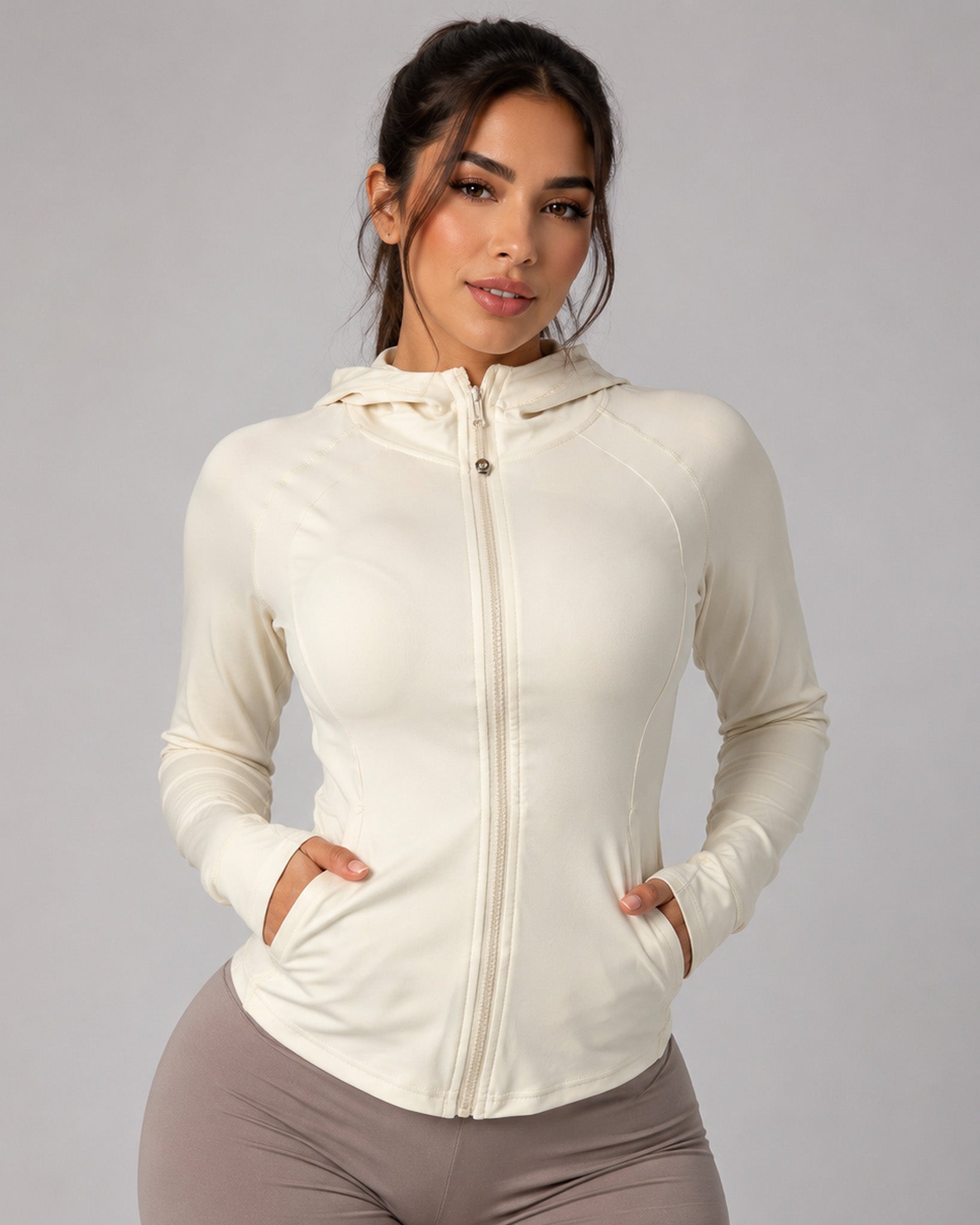 Chaqueta Gym Mujer Fit Con Gorro Y Cierre Lycra Yoga - LQ1017