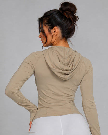 Chaqueta Gym Mujer Fit Con Gorro Y Cierre Lycra Yoga - LQ1017