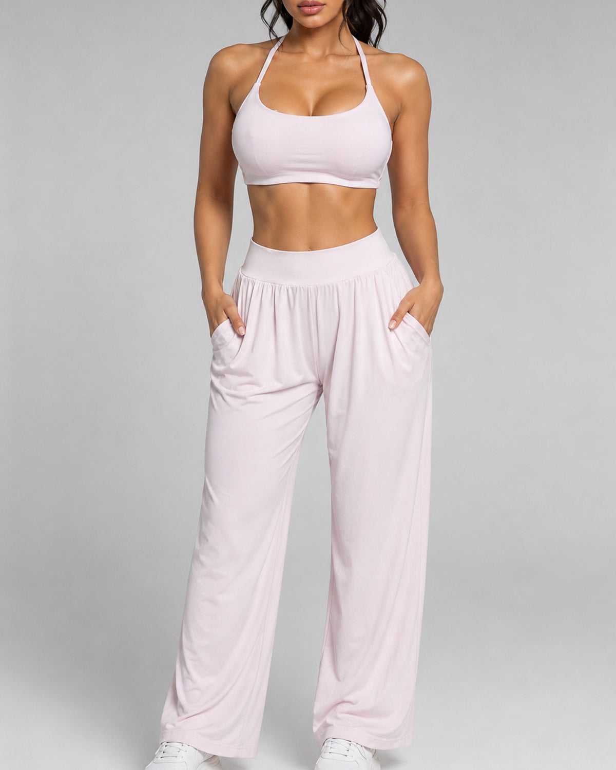 Set Deportivo 3 Pzs Mujer Peto + Chaqueta + Palazzo Bolsillo - LQ1013
