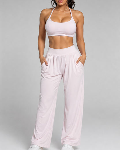 Set Deportivo 3 Pzs Mujer Peto + Chaqueta + Palazzo Bolsillo - LQ1013