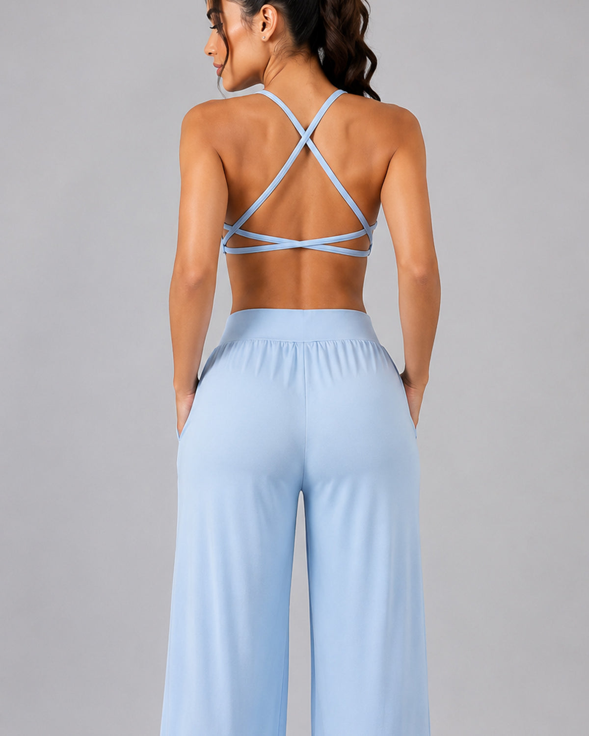 Set Deportivo 3 Pzs Mujer Peto + Chaqueta + Palazzo Bolsillo - LQ1013