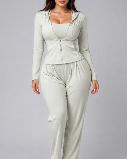 Set Deportivo 3 Pzs Mujer Peto + Chaqueta + Palazzo Bolsillo - LQ1013