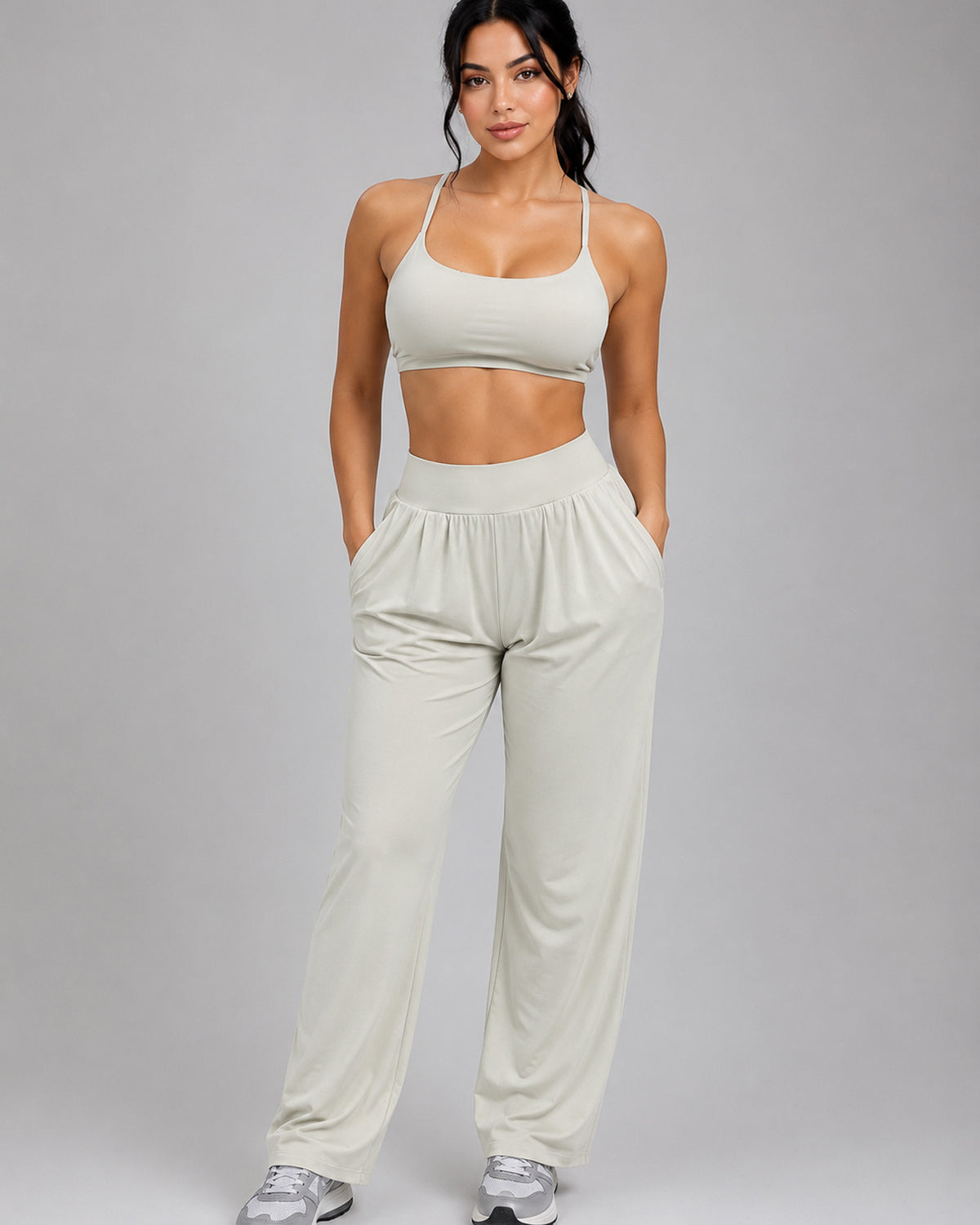 Set Deportivo 3 Pzs Mujer Peto + Chaqueta + Palazzo Bolsillo - LQ1013