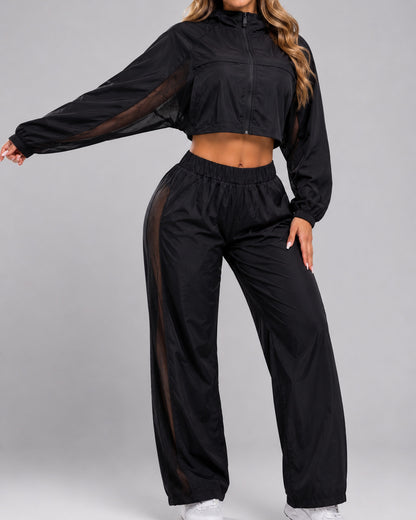 Conjunto Deportivo Dos Piezas Chaqueta Corta Y Pantalón Palazzo - LQ1014