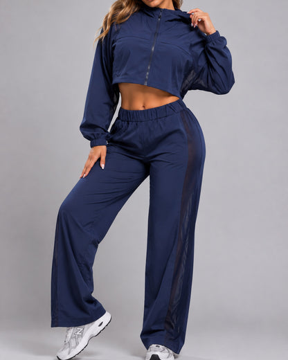 Conjunto Deportivo Dos Piezas Chaqueta Corta Y Pantalón Palazzo - LQ1014